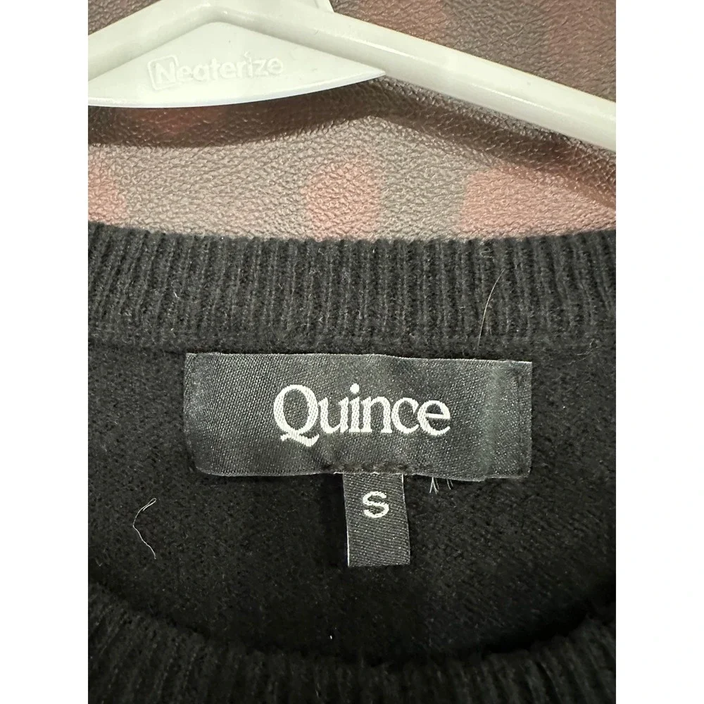 Quince Mens Black 100% Cashmere Crewneck Sweater Small Classic Knit Luxury Soft